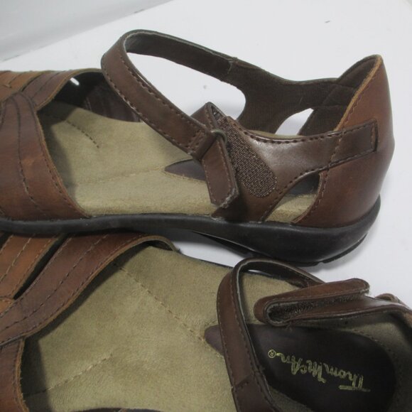 Thom McAn Womens Brown Leather Sandals Size 8W Closed Heel - Picture 7 of 11